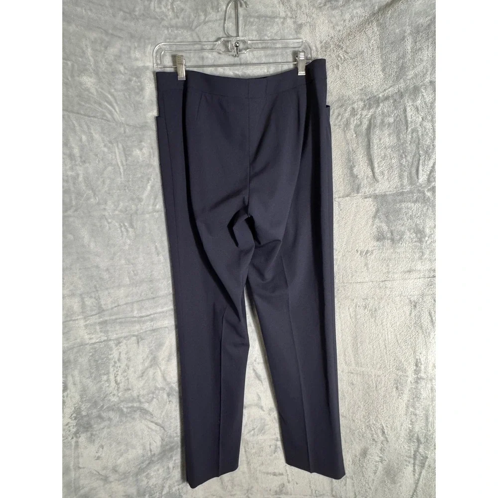 Lafayette 148 New York Irving Navy Virgin Wool Slim Straight Leg Pants Size 6 - Picture 5 of 10